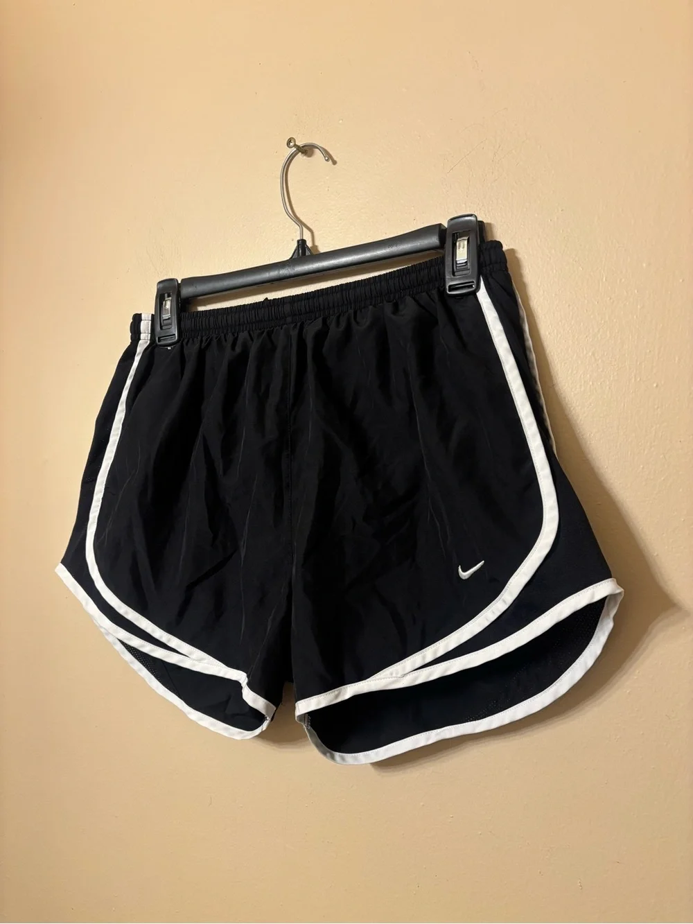 Nike Black lined Athletic Shorts with White Trim size M